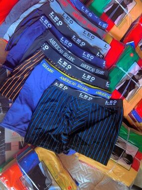 Nina Leonard Black Boxer Briefs with Blue Pinstripes 10 douzen box mixed size
